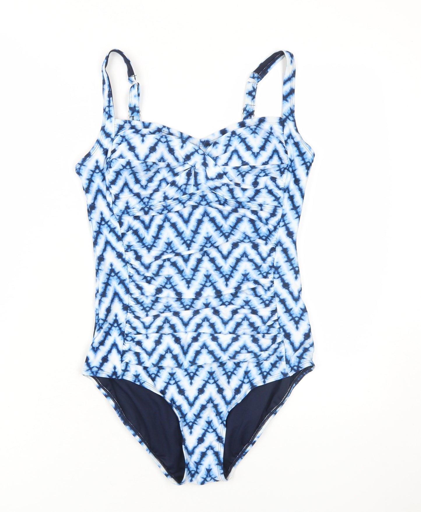 Marks and Spencer Blue Chevron One Piece Swimsuit, Size 14