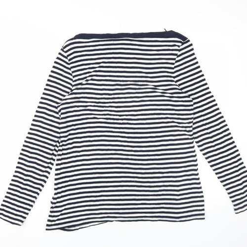 Next Women's Black Striped Boat Neck Long Sleeve T-Shirt