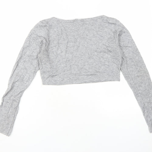 PrettyLittleThing Women's Grey Cropped Crew Neck Top
