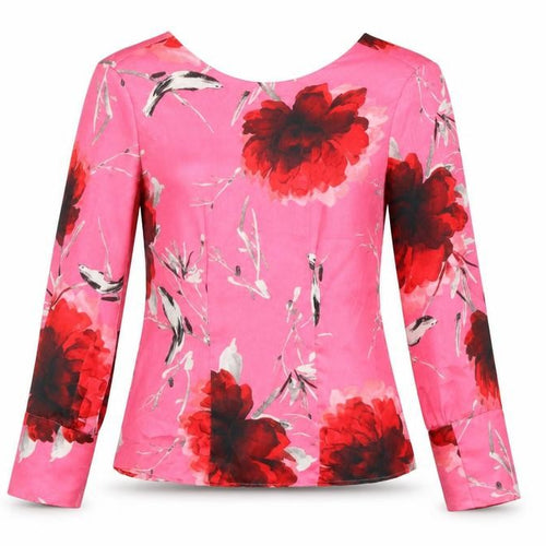 Autograph Women’s Pink Floral Long Sleeve Blouse