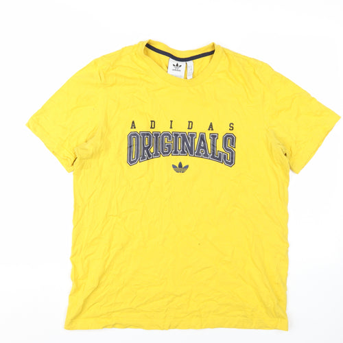 Adidas Men’s Yellow Graphic T-Shirt, Medium, Cotton