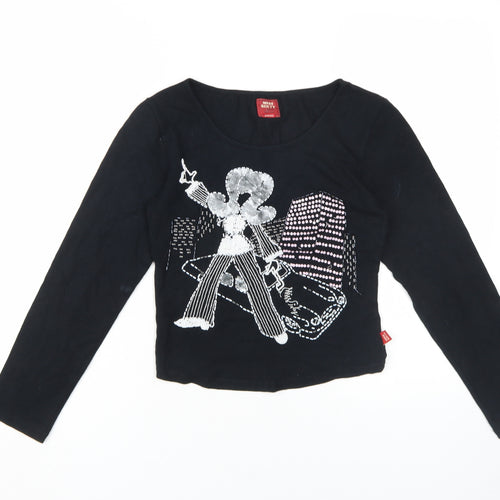 Miss Sixty Women's Black Graphic Long Sleeve Top M