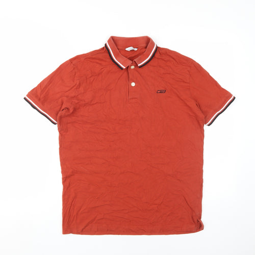 Jack & Jones Men's Red Medium Cotton Short Sleeve Polo