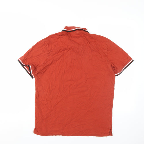 Jack & Jones Men's Red Medium Cotton Short Sleeve Polo