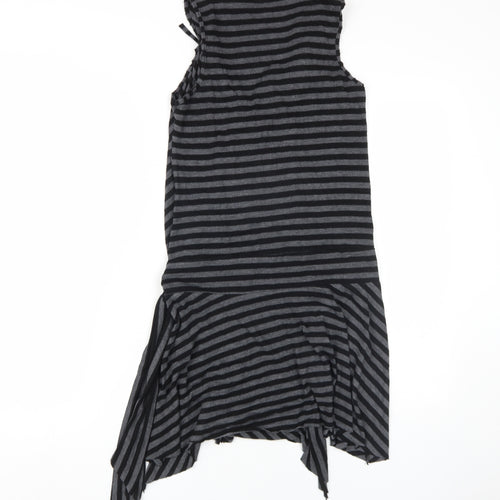Todays Woman Black Grey Asymmetric Midi Dress UK 10