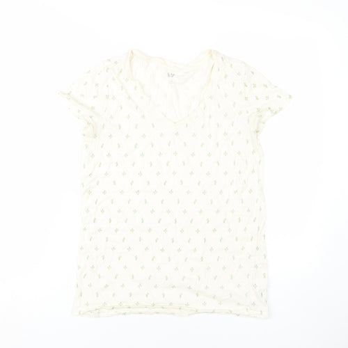 Gap Women's Ivory V-Neck T-Shirt - Size S