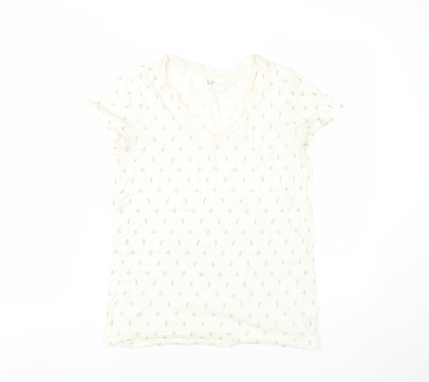 Gap Women's Ivory V-Neck T-Shirt - Size S