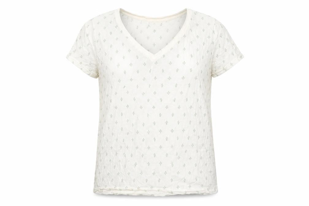 Front view of Gap Women's Ivory V-Neck T-Shirt -, size S