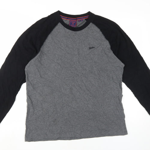 Superdry Men's Grey Black XL Long Sleeve T-Shirt