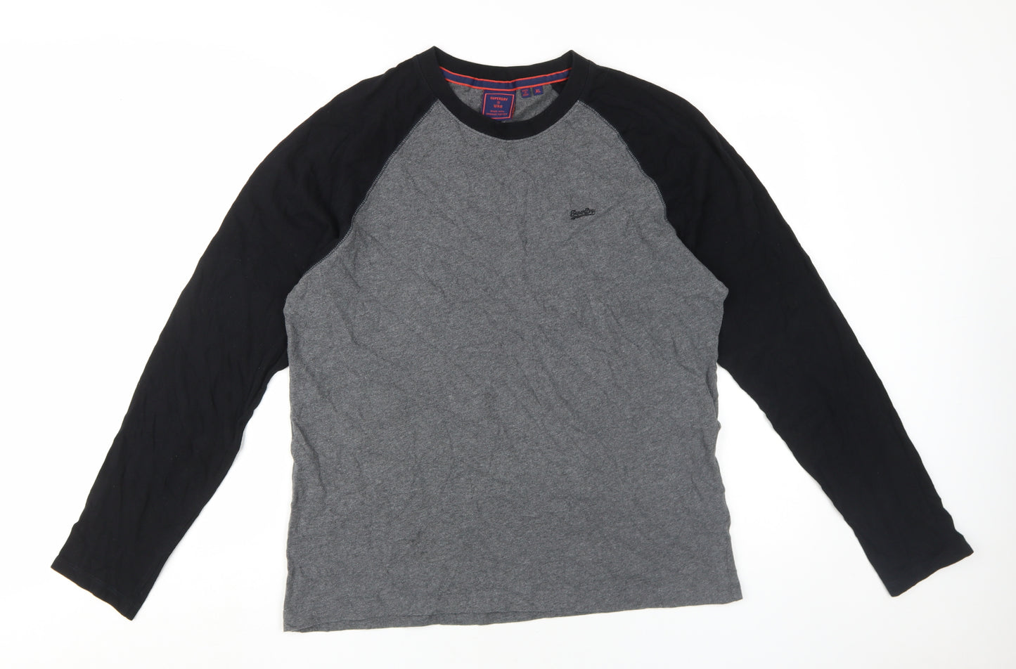 Superdry Men's Grey Black XL Long Sleeve T-Shirt