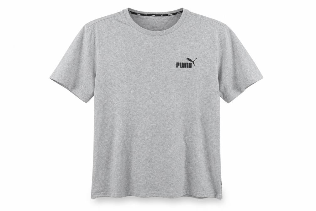 Front view of Puma Men's Grey T-Shirt, Medium, Crew Neck, Logo Accent