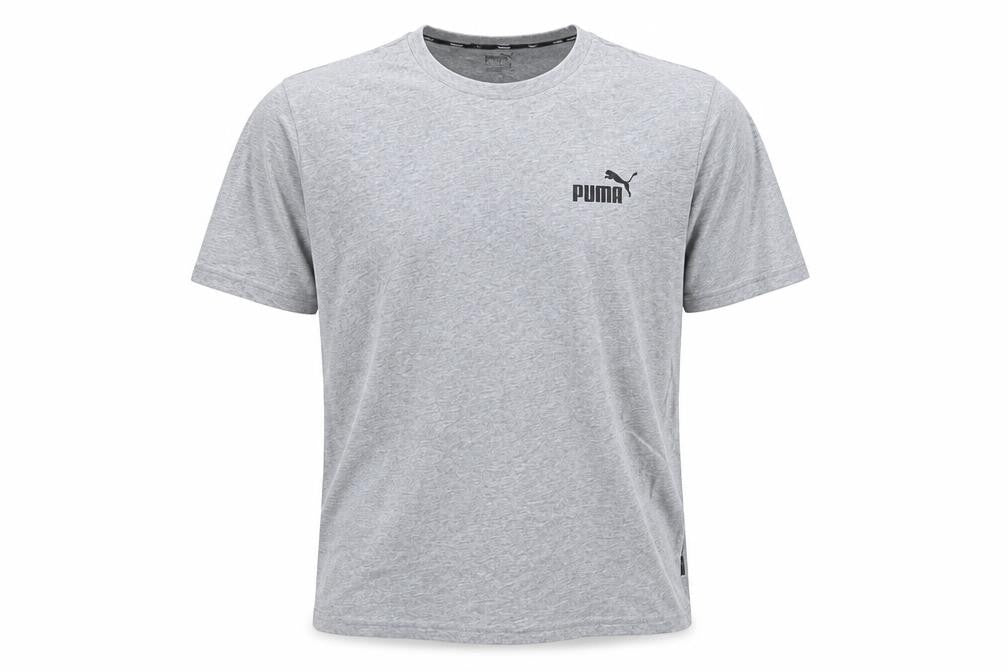 Puma Men's Grey Crew Neck T-Shirt, Size M, Stylish Logo