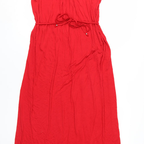 Marks and Spencer Women's Red Midi Fit & Flare Dress