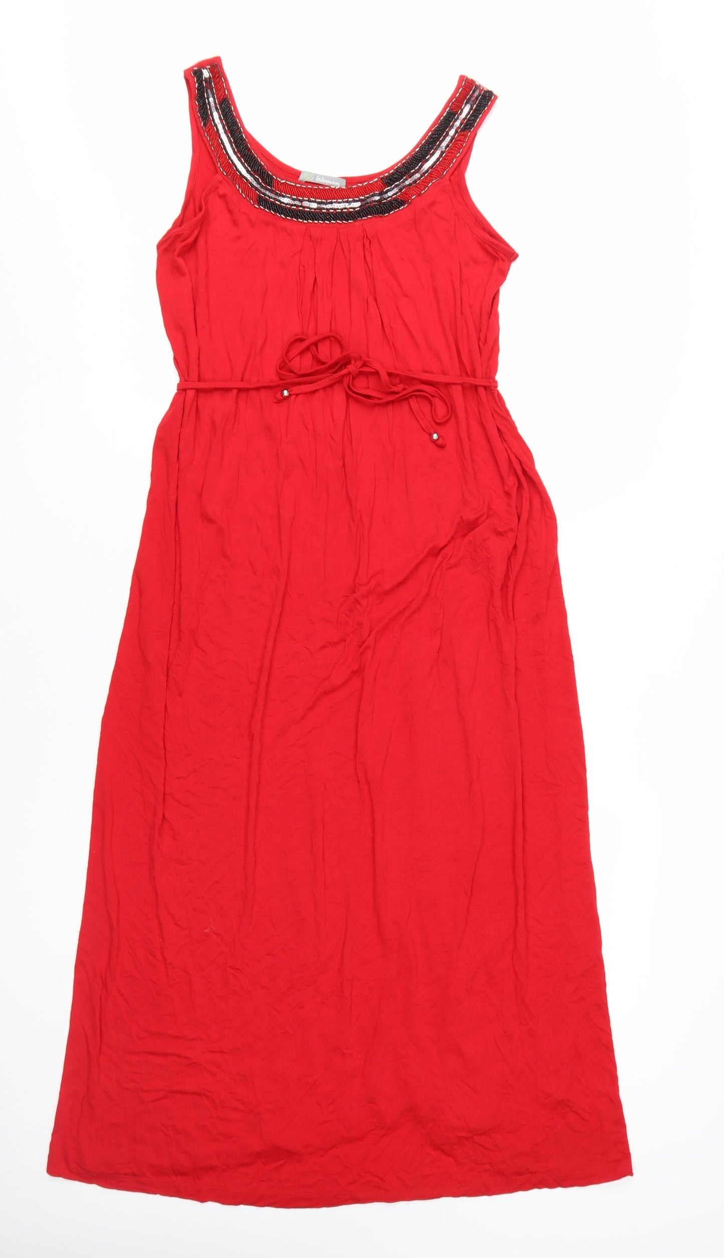 Marks and Spencer Women's Red Midi Fit & Flare Dress