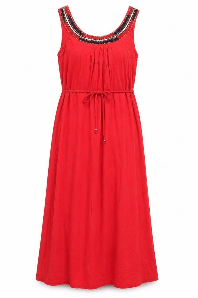 Marks and Spencer Women's Red Midi Fit & Flare Dress