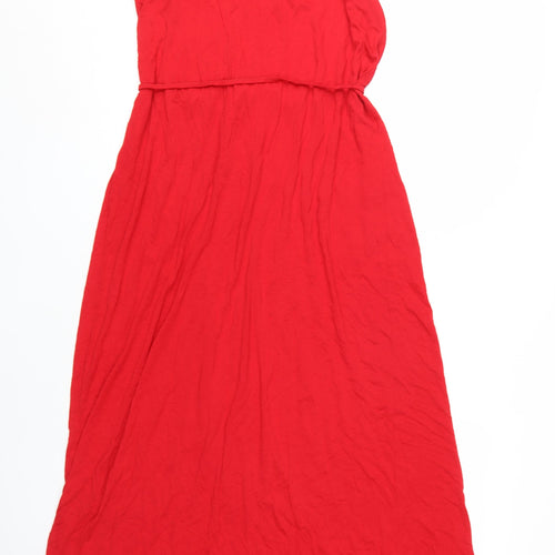 Marks and Spencer Women's Red Midi Fit & Flare Dress