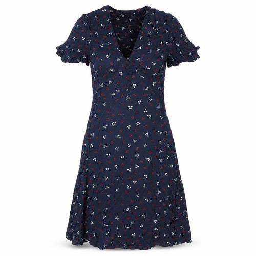 H&M Women's Blue Floral A-Line Dress, Size 8, Viscose