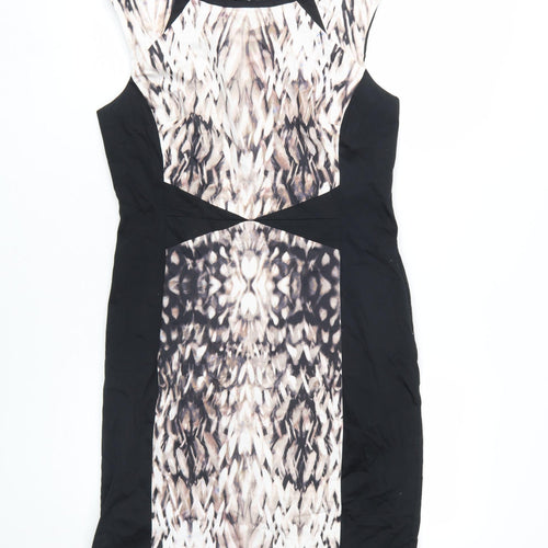 Warehouse Women's Black Beige Sheath Dress Size 14