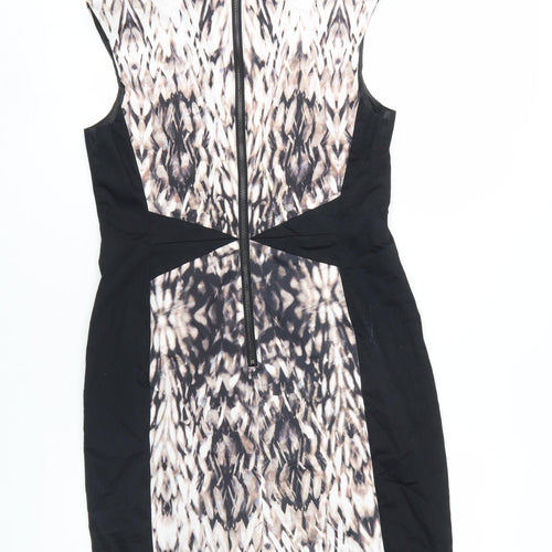 Warehouse Women's Black Beige Sheath Dress Size 14