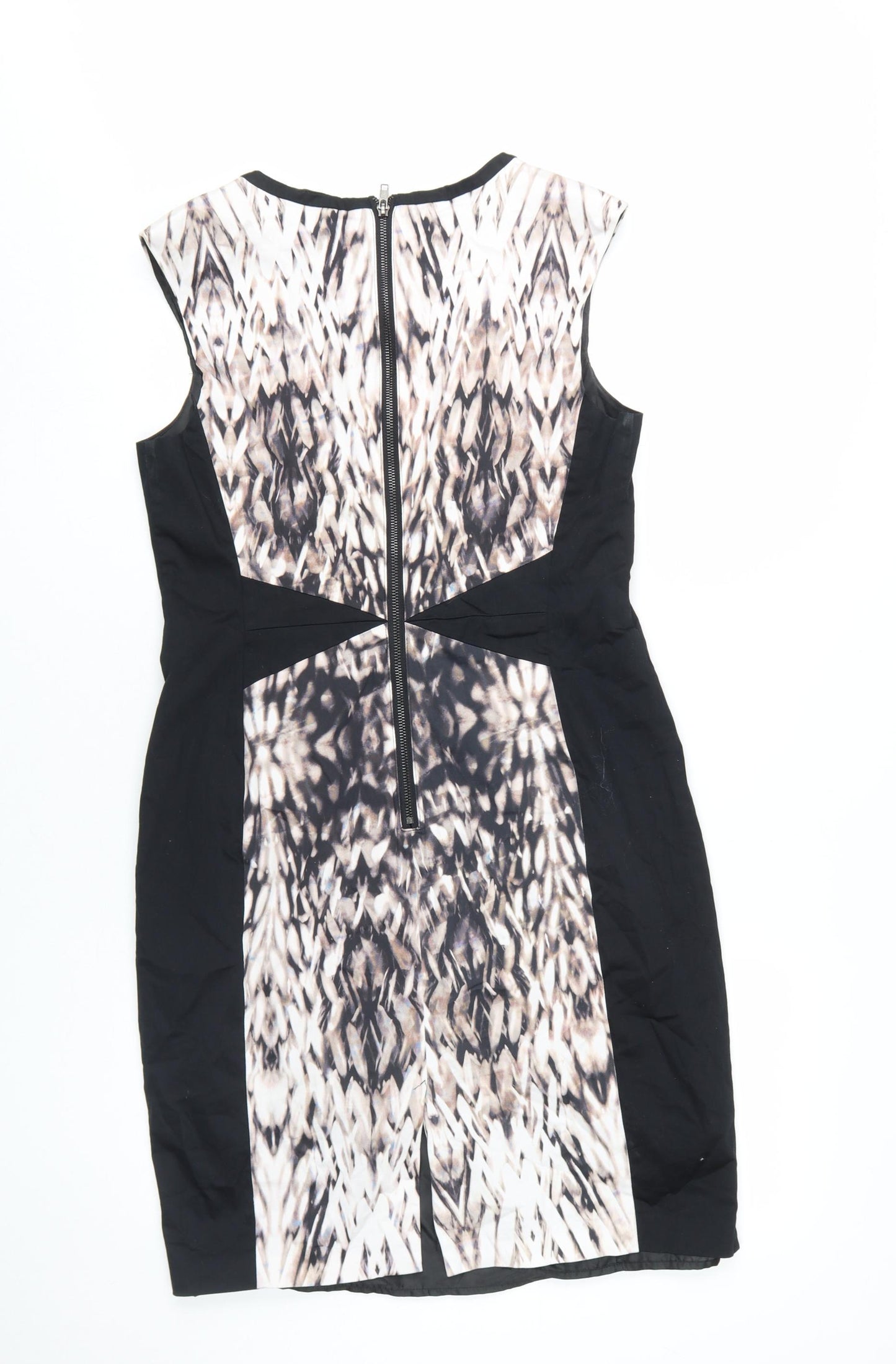 Warehouse Women's Black Beige Sheath Dress Size 14