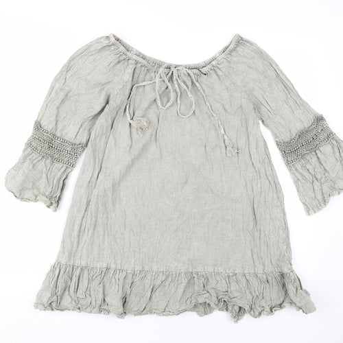 Blue Vanilla Women's Grey Off-Shoulder Tunic Blouse