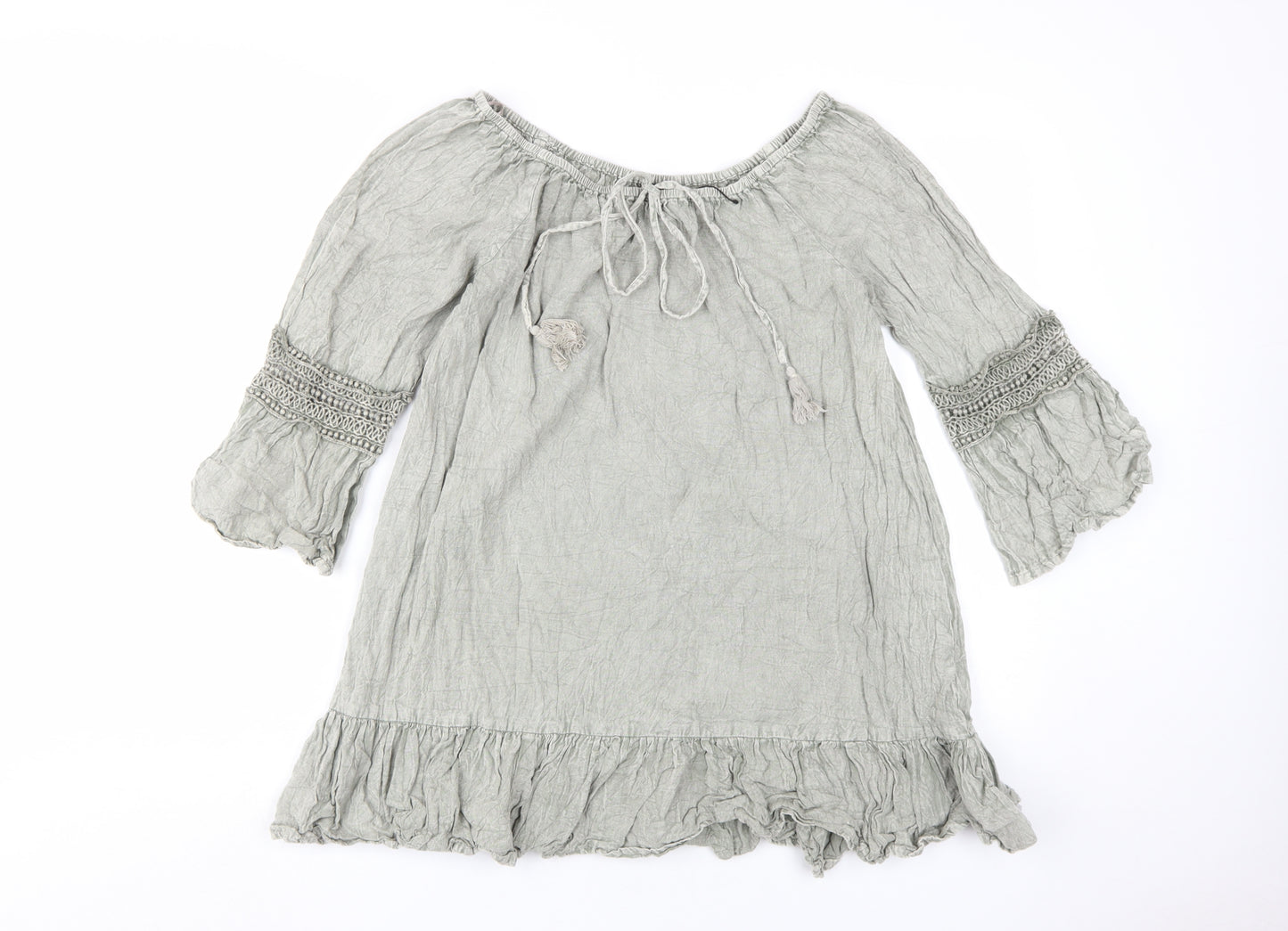 Blue Vanilla Women's Grey Off-Shoulder Tunic Blouse