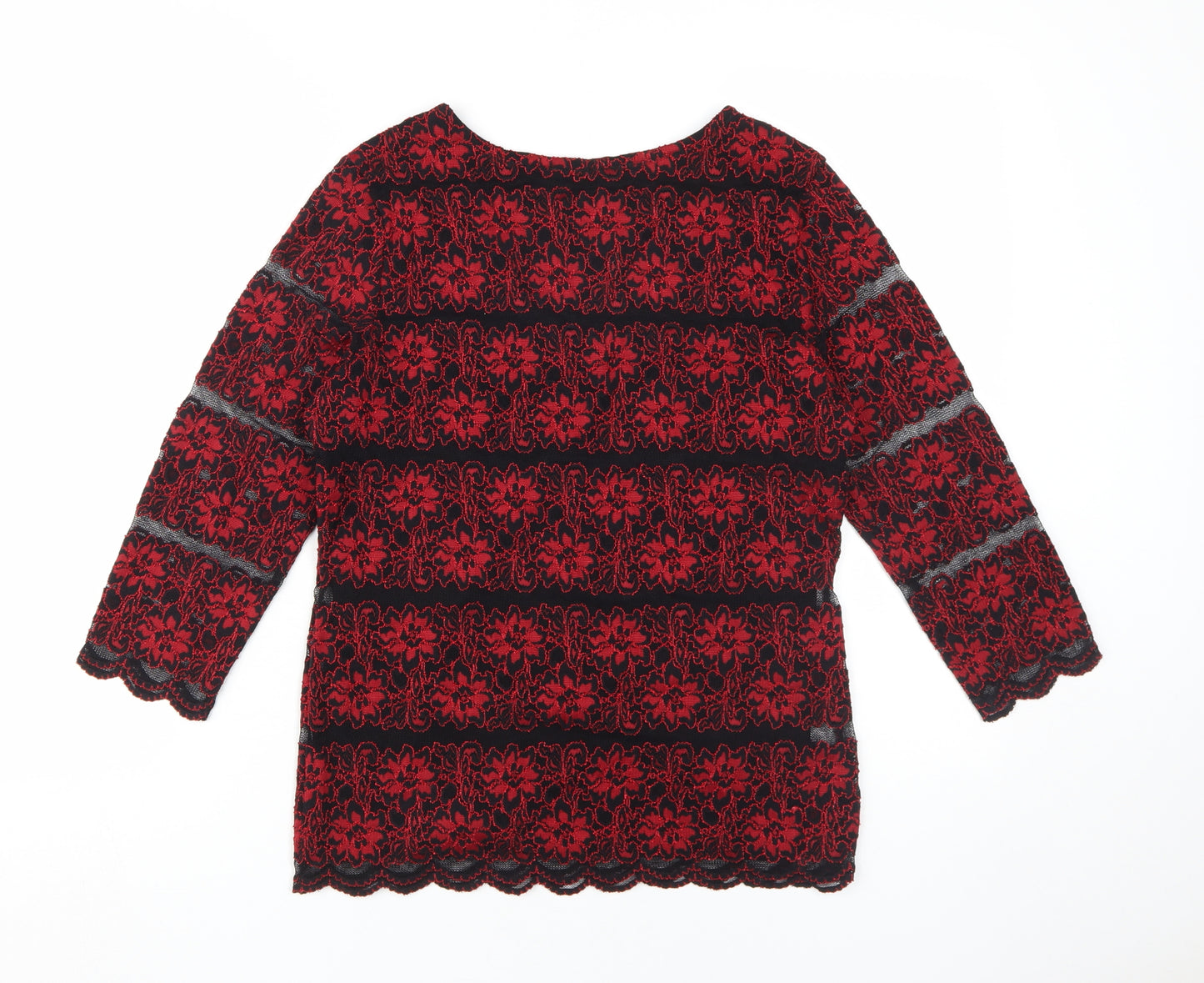 Marks and Spencer Women's Red Lace V-Neck Blouse Size 10