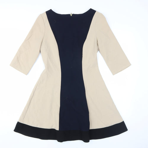 Topshop Women's Beige Black A-Line Dress Size 10