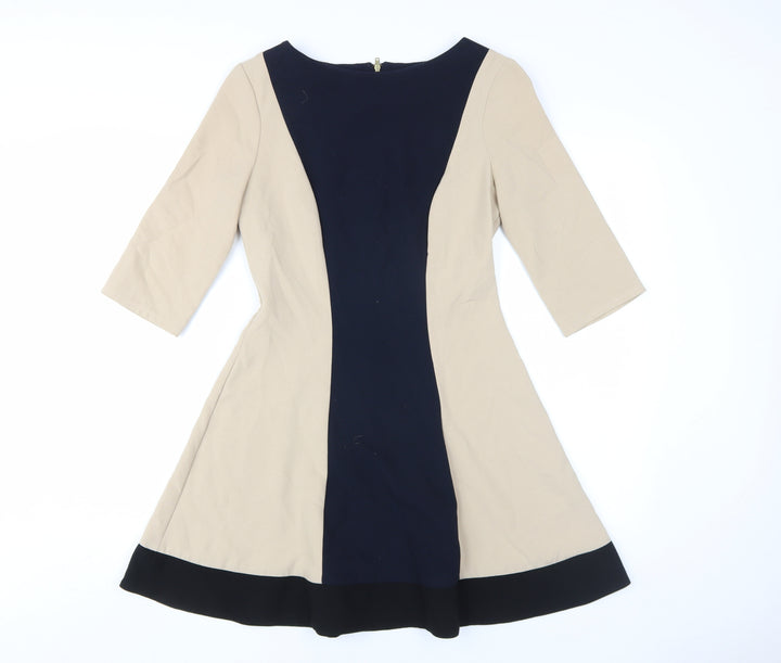 Topshop Women's Beige Black A-Line Dress Size 10