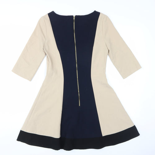 Topshop Women's Beige Black A-Line Dress Size 10