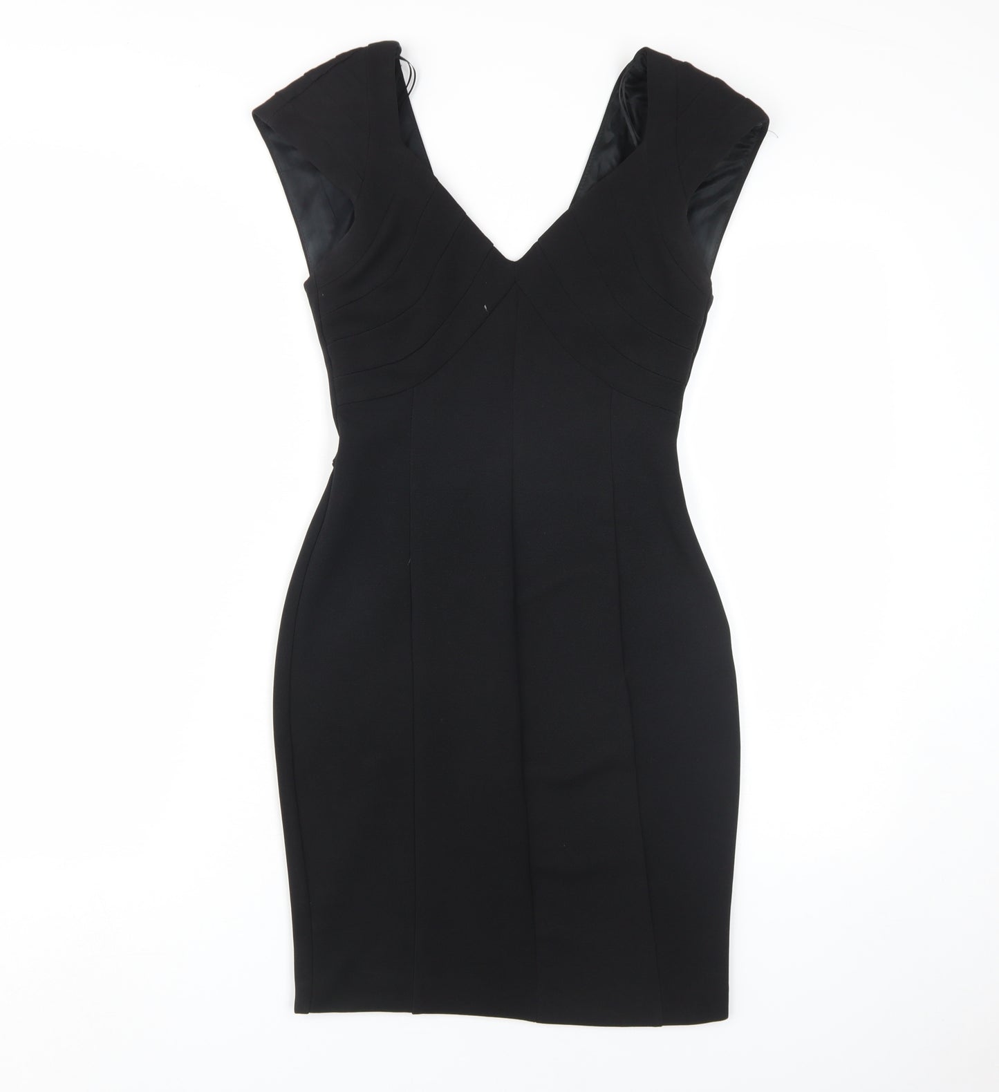 Zara Women Black XS V-Neck Pencil Dress, Party, Stretch