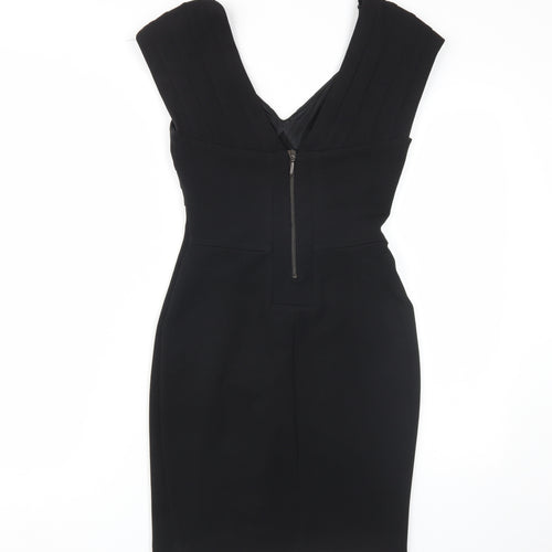 Zara Women Black XS V-Neck Pencil Dress, Party, Stretch