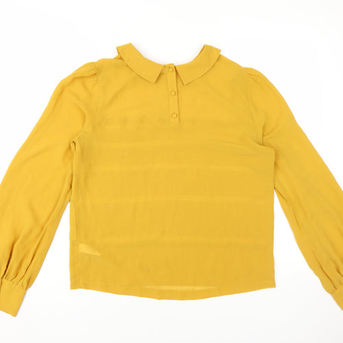 Topshop Yellow Women's Blouse Size 8 Collared Woven Casual