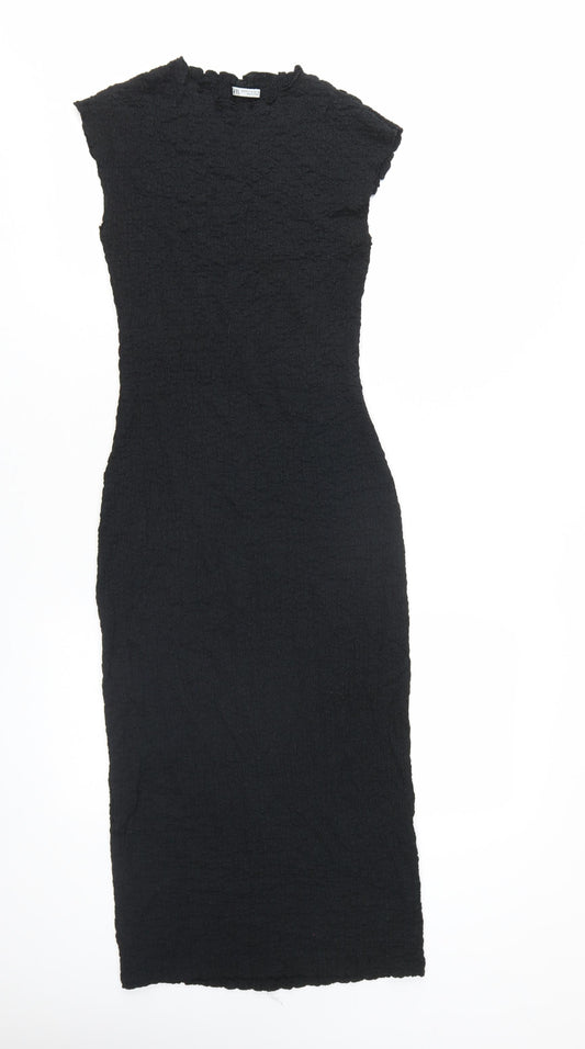 ZARA Women's Black Midi Sheath Dress, Size M, Partywear