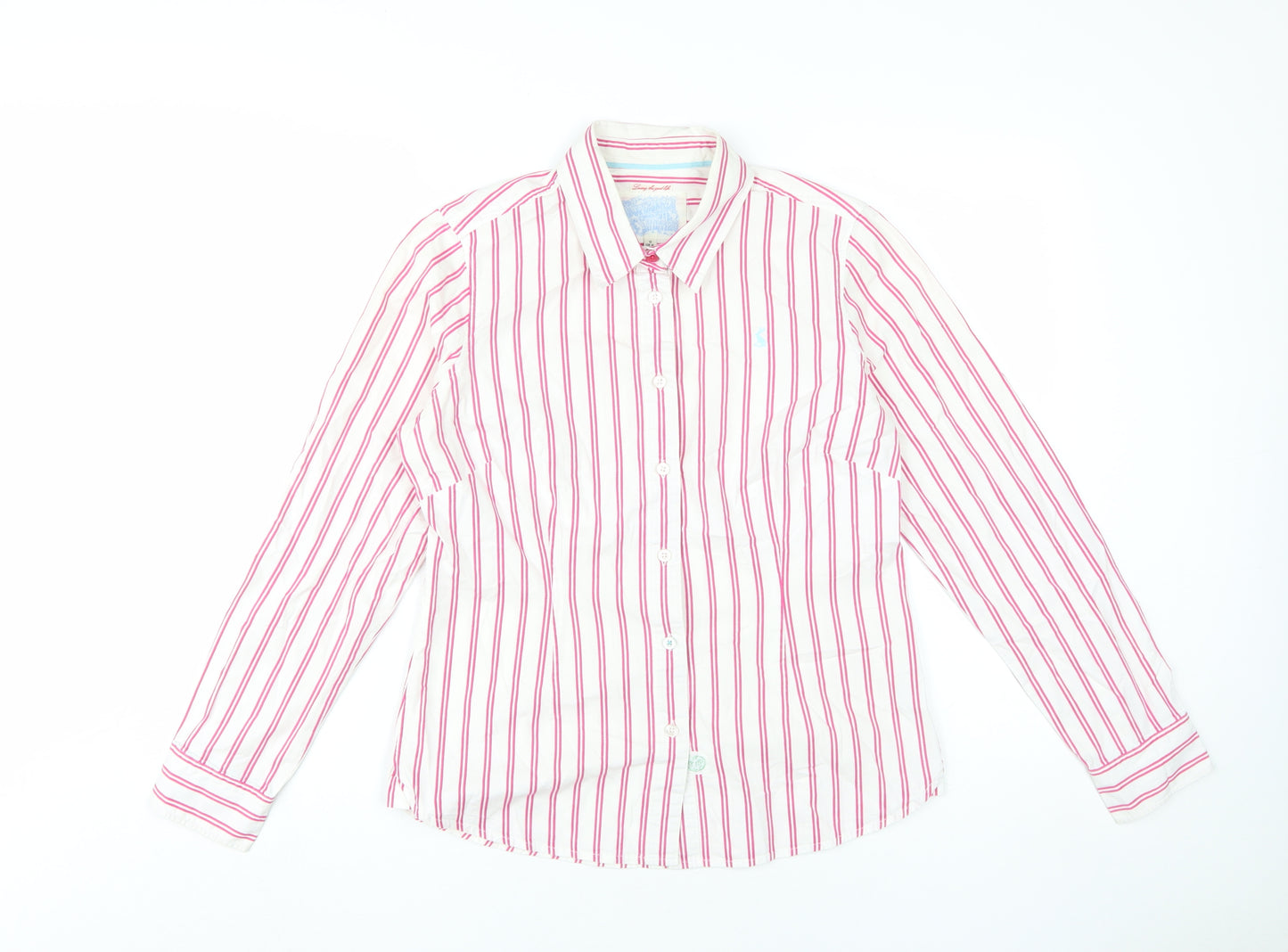 Joules Women's White Striped Button-Up Shirt