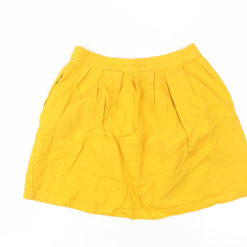 Stradivarius Women's Yellow Pleated Short Skirt