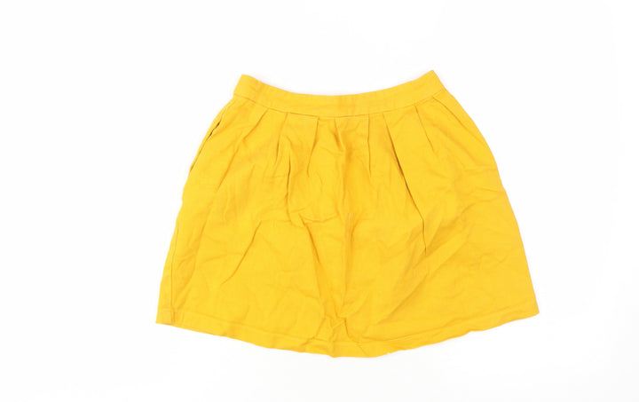 Stradivarius Women's Yellow Pleated Short Skirt