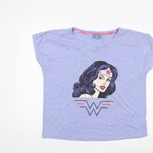 Wonder Woman Women's Blue T-Shirt Size 12 Casual