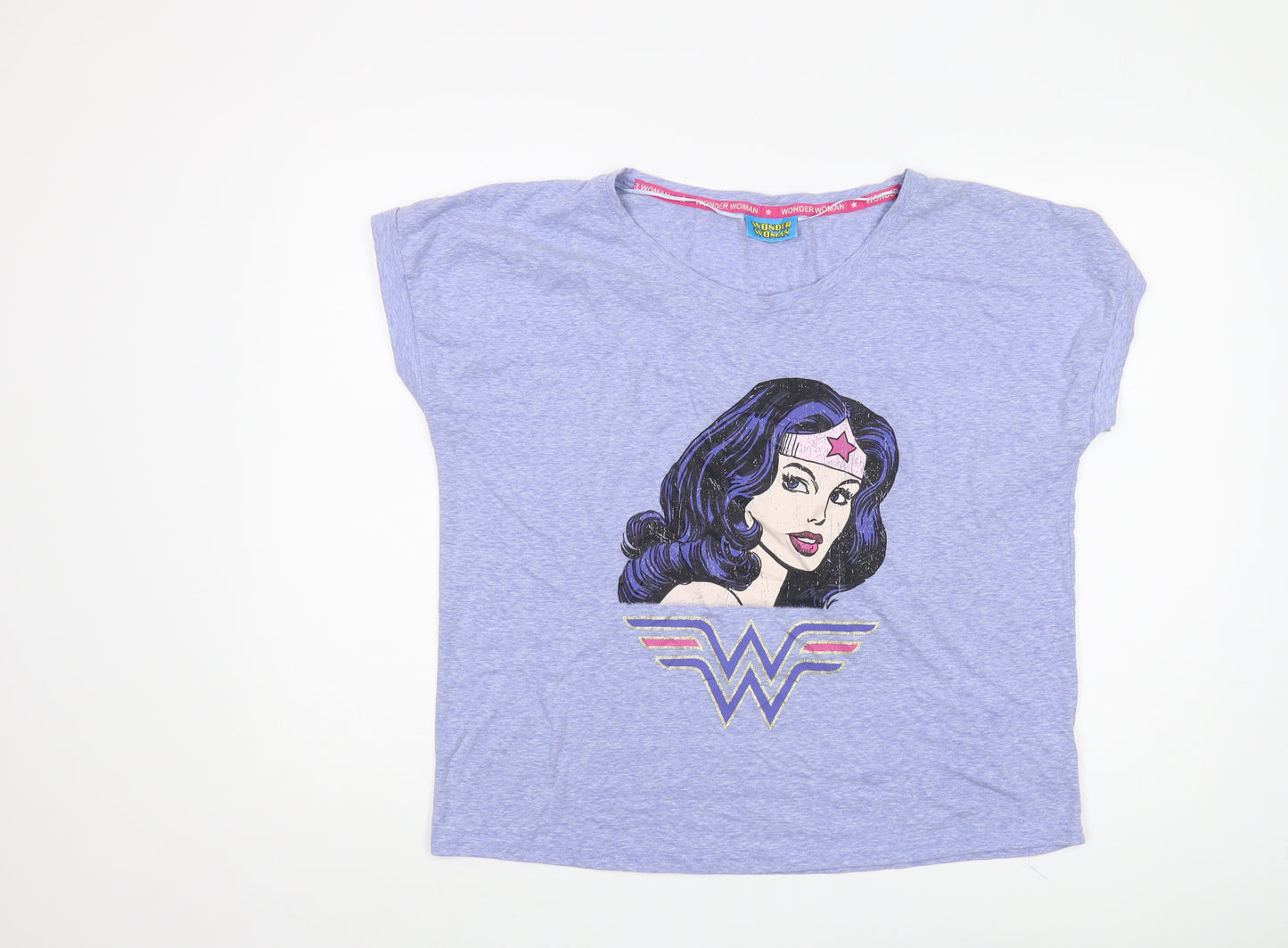 Wonder Woman Women's Blue T-Shirt Size 12 Casual