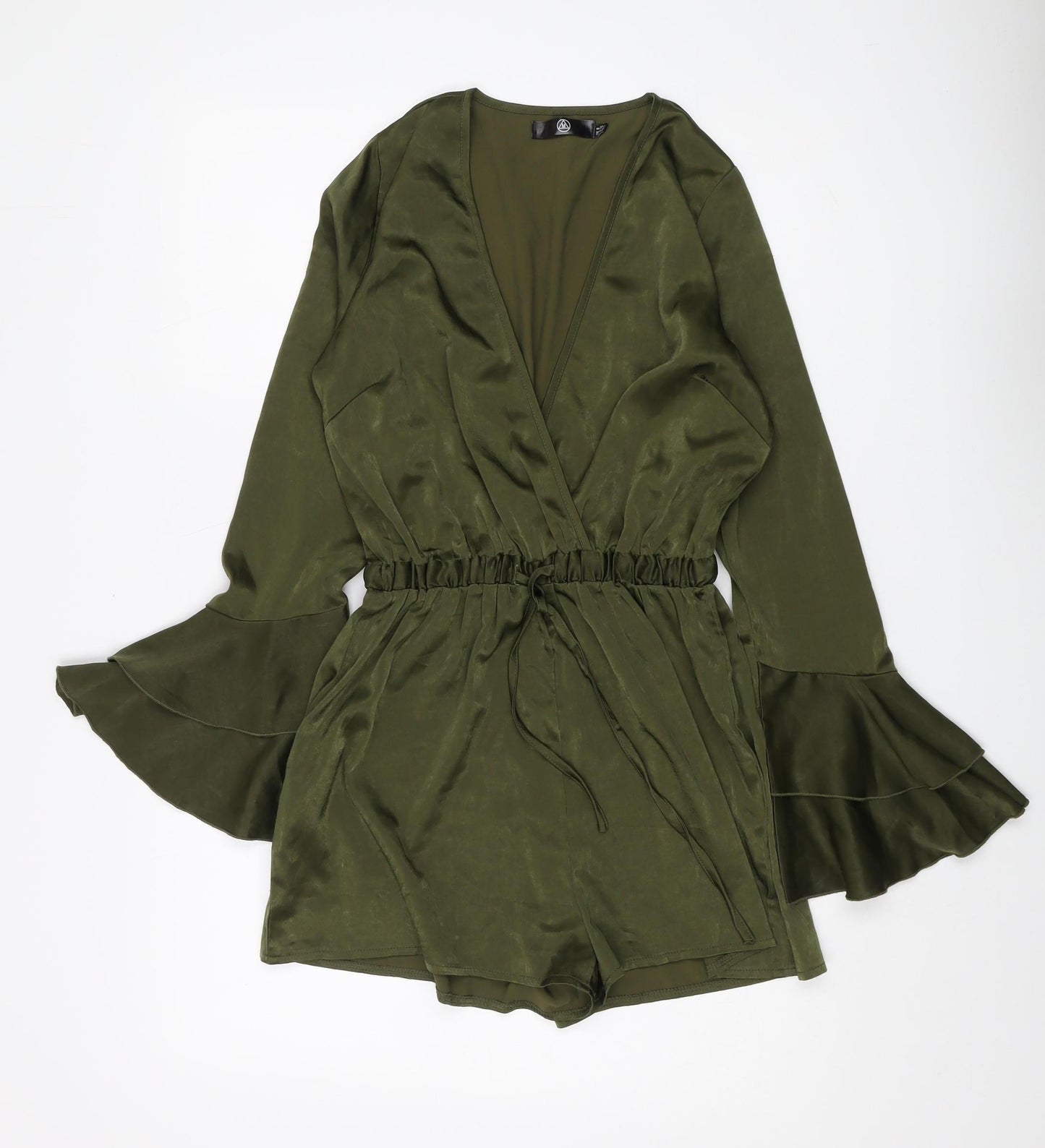 Women's Green Playsuit with Flared Sleeves UK 8