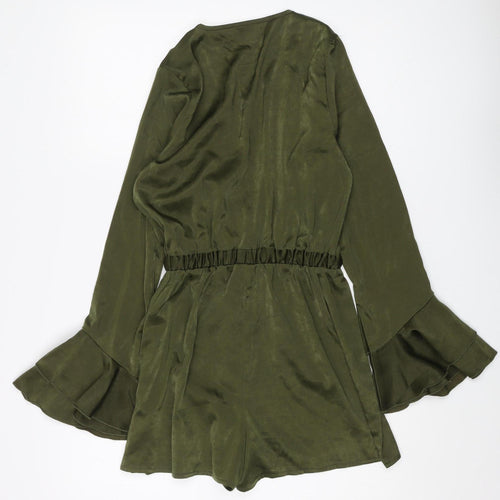 Women's Green Playsuit with Flared Sleeves UK 8