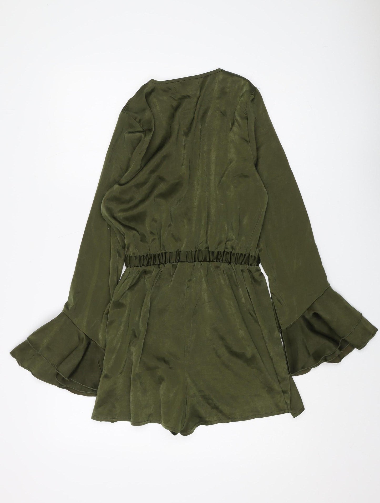 Women's Green Playsuit with Flared Sleeves UK 8