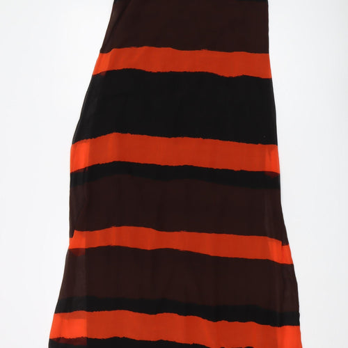 Next Women's Black & Orange Midi Slip Dress Size 8