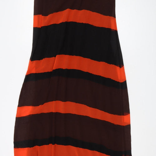 Next Women's Black & Orange Midi Slip Dress Size 8
