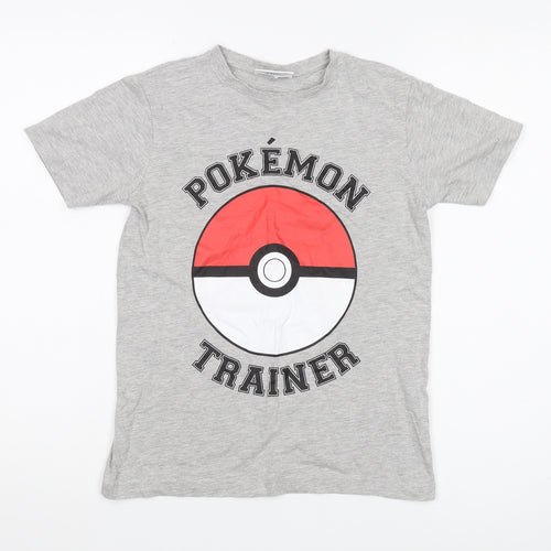 Pokémon Boys Grey T-Shirt 9-10 Years Graphic Print Logo