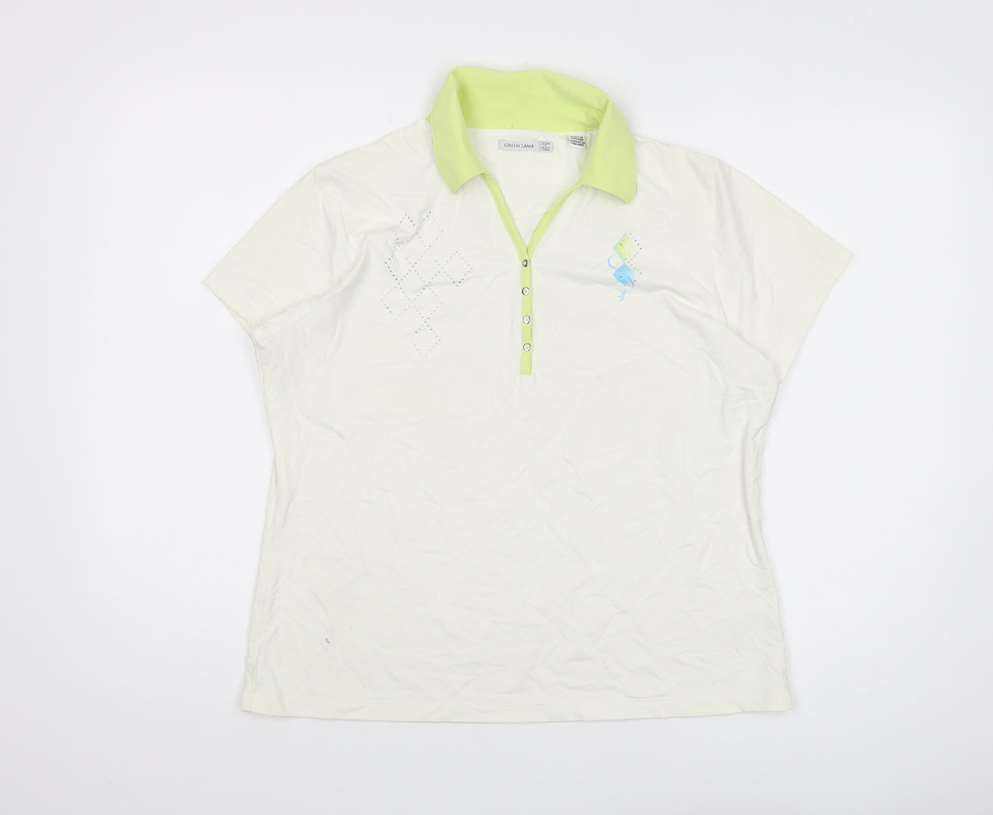 Green Lamb Women's Ivory Polo Short Sleeve Size 14