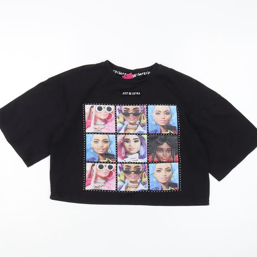 Barbie Girls Black Cropped T-Shirt 11-12 Years