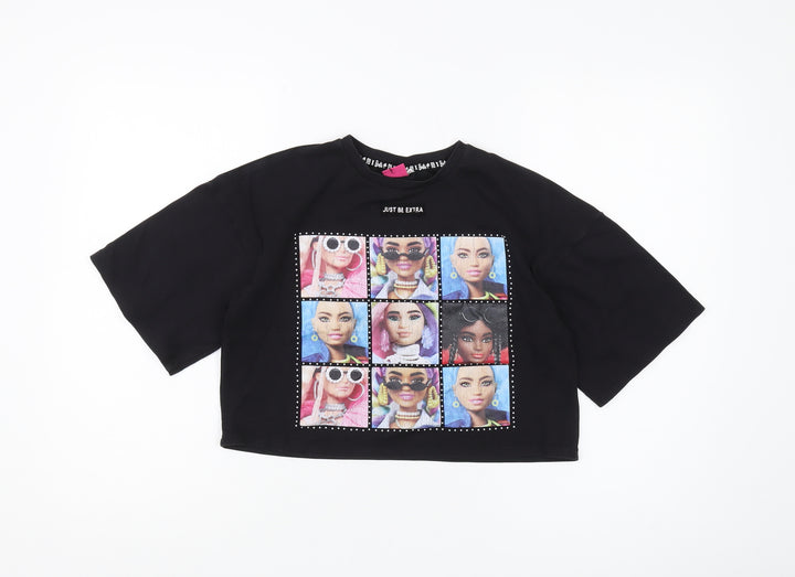Barbie Girls Black Cropped T-Shirt 11-12 Years