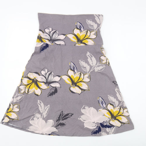 Weird Fish Women's Floral A-Line Skirt Grey Size 10