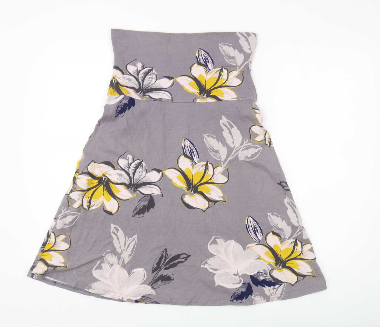 Weird Fish Women's Floral A-Line Skirt Grey Size 10